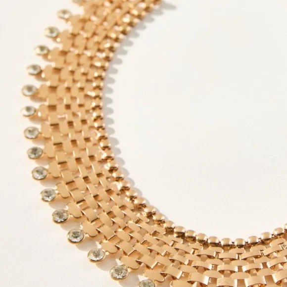 NWT - Anthropologie Gold and Crystal Necklace - Picture 2 of 2